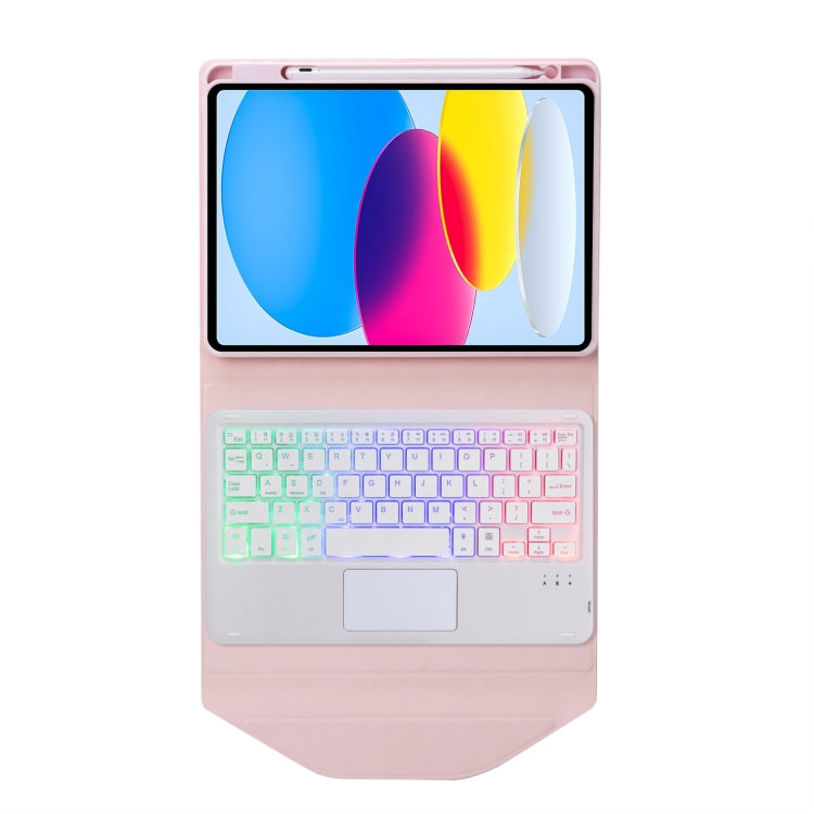 Z10B-AS For iPad 10th Gen 10.9 2022 Pen Slot Touchpad Backlight Bluetooth Keyboard Leather Tablet Case(Pink) - Universal by PMC TechLife | Online Shopping South Africa | PMC TechLife
