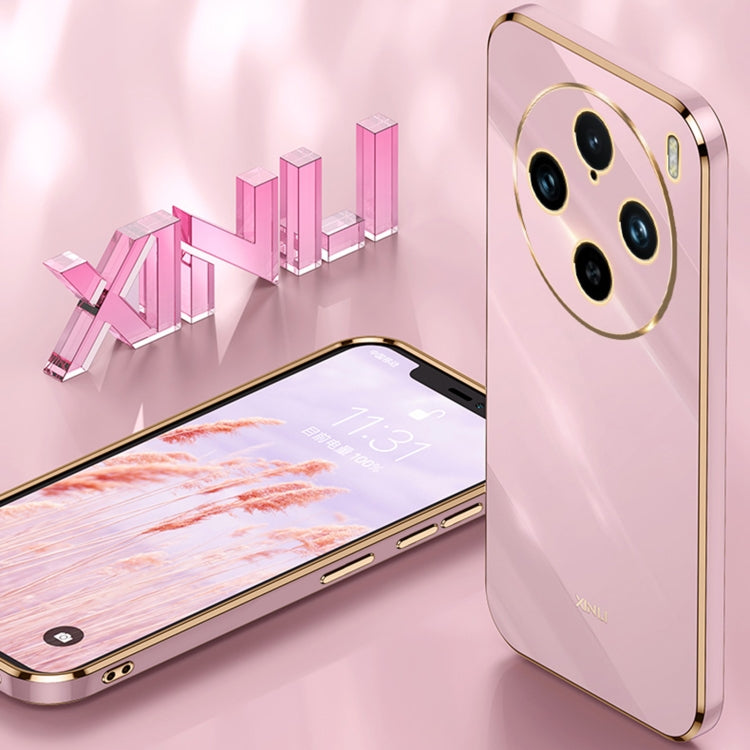 For vivo X100 Pro 5G XINLI Straight Edge 6D Electroplate TPU Phone Case with Ring Holder(White) - vivo Cases by XINLI | Online Shopping South Africa | PMC TechLife | Buy Now Pay Later Mobicred