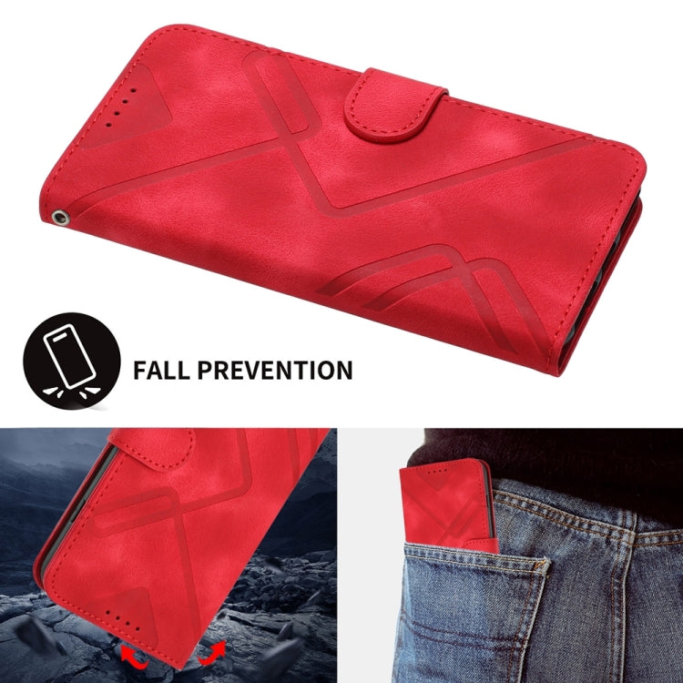 For iPhone 16 Pro Max Line Pattern Skin Feel Leather Phone Case(Red) - iPhone 16 Pro Max Cases by PMC TechLife | Online Shopping South Africa | PMC TechLife | Buy Now Pay Later Mobicred