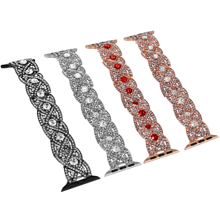 Diamonds Twist Metal Watch Band For Apple Watch Series 10 42mm(Rose Gold White) - free shipping - PMC TechLife - Order now!