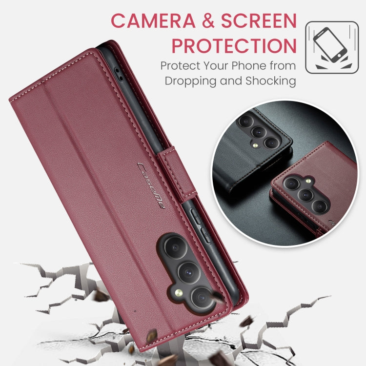 For Samsung Galaxy A34 5G CaseMe 023 Butterfly Buckle Litchi Texture RFID Anti-theft Leather Phone Case(Wine Red) - free shipping - PMC TechLife - Order now!