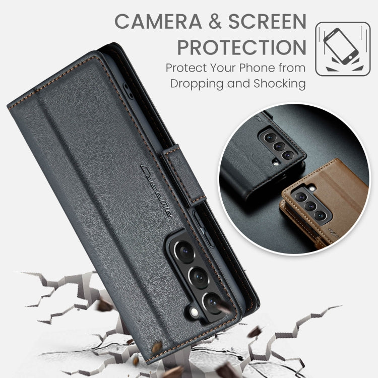 For Samsung Galaxy S22 5G CaseMe 023 Butterfly Buckle Litchi Texture RFID Anti-theft Leather Phone Case(Black) - free shipping - PMC TechLife - Order now!