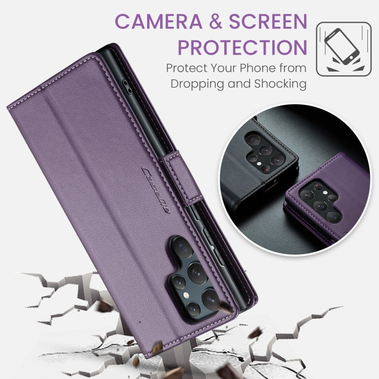 For Samsung Galaxy S22 Ultra 5G CaseMe 023 Butterfly Buckle Litchi Texture RFID Anti-theft Leather Phone Case(Pearly Purple) - free shipping - PMC TechLife - Order now!