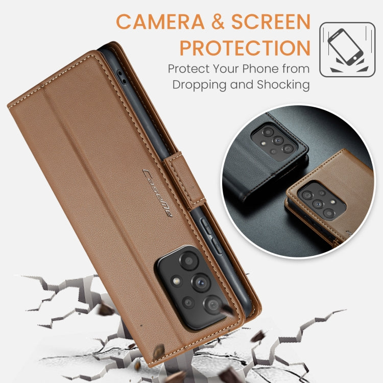 For Samsung Galaxy A53 CaseMe 023 Butterfly Buckle Litchi Texture RFID Anti-theft Leather Phone Case(Brown) - free shipping - PMC TechLife - Order now!