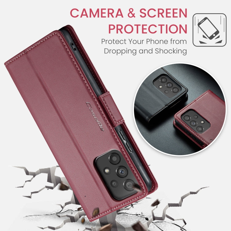 For Samsung Galaxy A53 CaseMe 023 Butterfly Buckle Litchi Texture RFID Anti-theft Leather Phone Case(Wine Red) - free shipping - PMC TechLife - Order now!