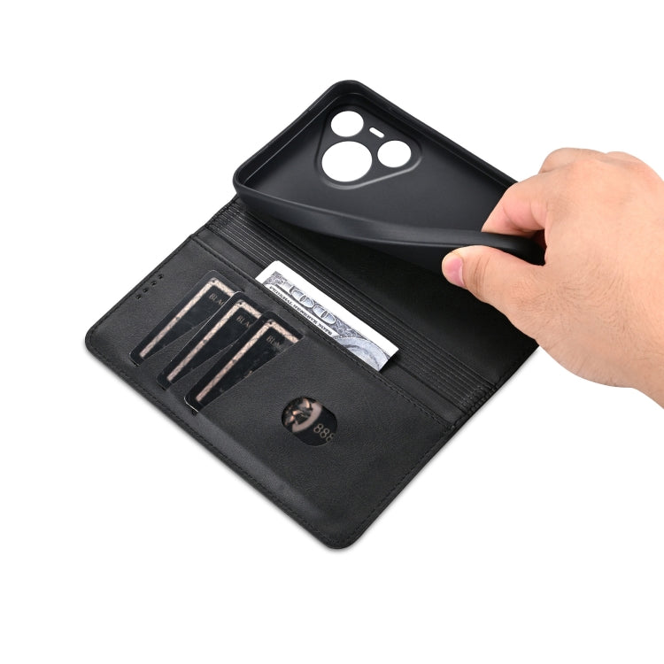 For Huawei Pura 70 Fine Hole AZNS Magnetic Calf Texture Flip Leather Phone Case(Black) - free shipping - PMC Jewellery - Order now!