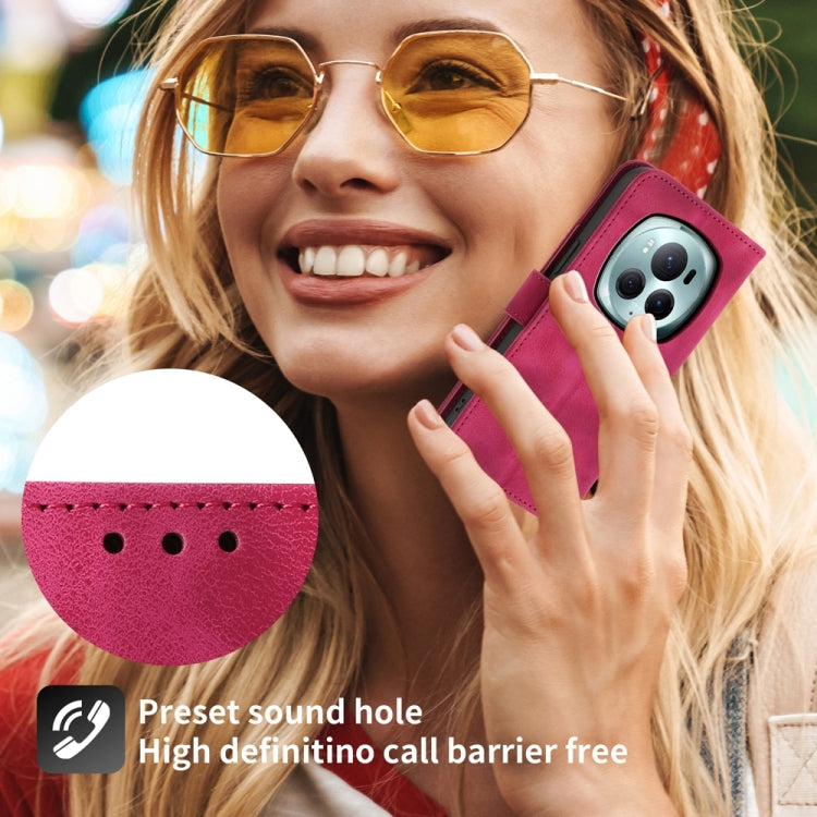 For Honor Magic6 Pro Skin Feel Flowers Embossed Wallet Leather Phone Case(Wine Red) - free shipping - PMC Jewellery - Order now!