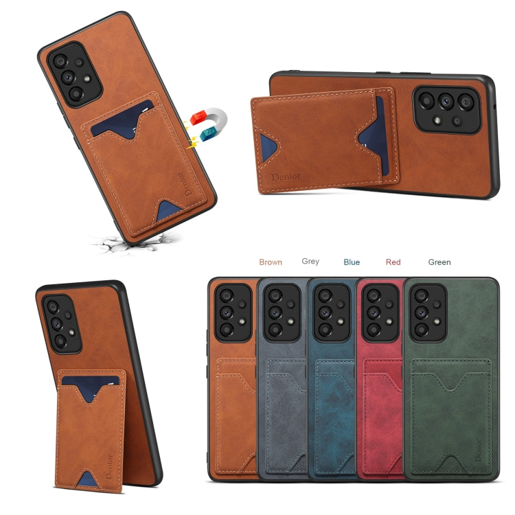For Samsung Galaxy A23 5G Denior PU Back Cover Card Slot Holder Phone Case(Grey) - Galaxy Phone Cases by Denior | Online Shopping South Africa | PMC TechLife | Buy Now Pay Later Mobicred
