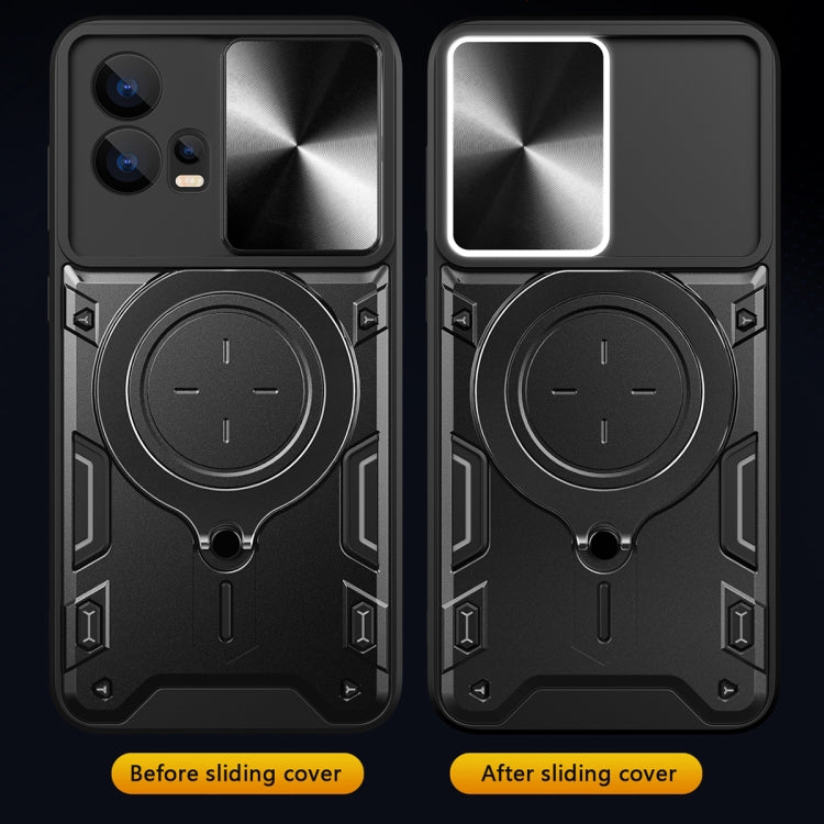 For Motorola Edge 30 Fusion CD Texture Sliding Camshield Magnetic Holder Phone Case(Black) - free shipping - PMC TechLife - Order now!