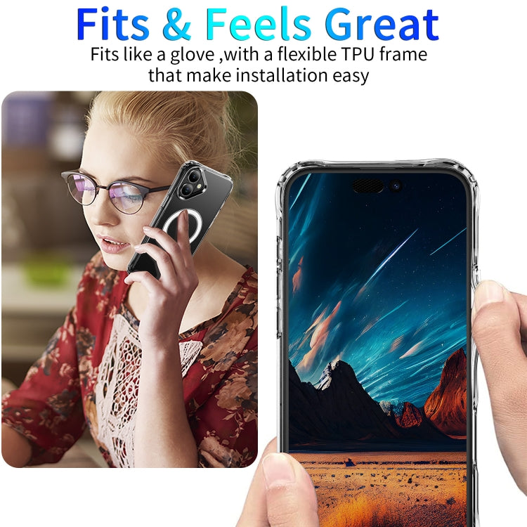 For iPhone 16 Four Corner Airbags MagSafe Magnetic Phone Case(Transparent) - iPhone 16 Cases by PMC TechLife | Online Shopping South Africa | PMC TechLife | Buy Now Pay Later Mobicred