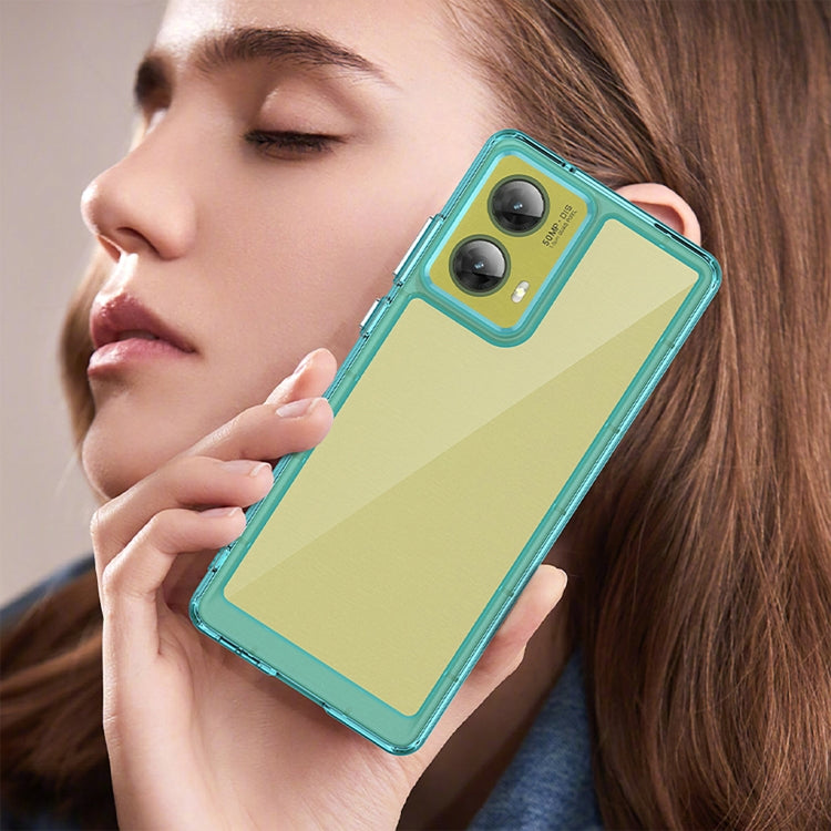 For Motorola Moto G85 Colorful Series Acrylic Hybrid TPU Phone Case(Transparent Blue) - free shipping - PMC TechLife - Order now!