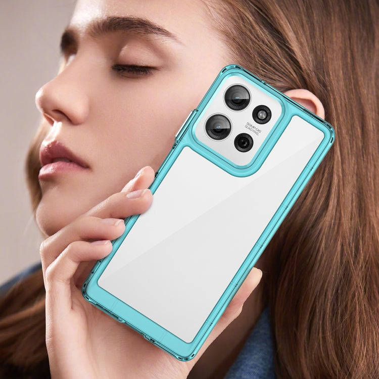 For Motorola Moto G75 5G Colorful Series Acrylic Hybrid TPU Phone Case(Transparent Blue) - free shipping - PMC TechLife - Order now!