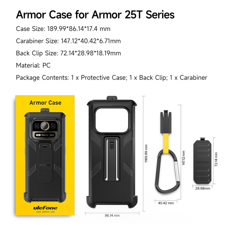 For Ulefone Armor 25T / 25T Pro Ulefone Back Clip Phone Case with Carabiner(Black) - free shipping - PMC Jewellery - Order now!