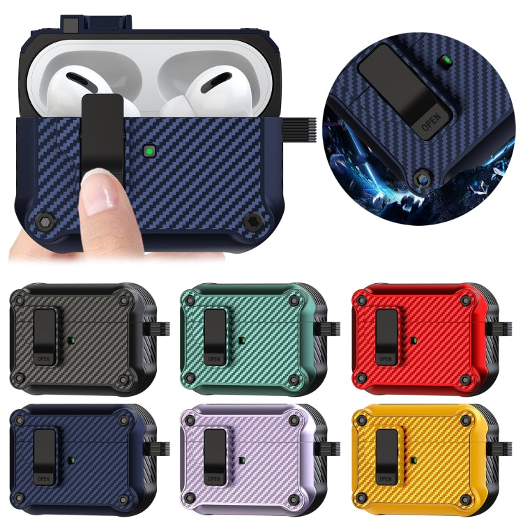 For AirPods Pro 2 Carbon Fiber Magnetic Automatic Switch Earphone Protective Case(Green) - For AirPods Pro 2 by PMC Jewellery | Online Shopping South Africa | PMC Jewellery | Buy Now Pay Later Mobicred