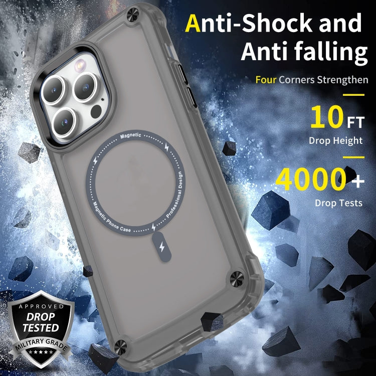 For iPhone 16 Pro Skin Feel TPU + PC MagSafe Magnetic Phone Case(Transparent Black) - iPhone 16 Pro Cases by PMC TechLife | Online Shopping South Africa | PMC TechLife | Buy Now Pay Later Mobicred