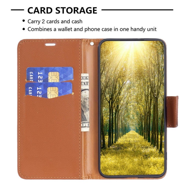 For iPhone 16 Plus Litchi Texture Pure Color Flip Leather Phone Case(Brown) - iPhone 16 Plus Cases by PMC TechLife | Online Shopping South Africa | PMC TechLife | Buy Now Pay Later Mobicred