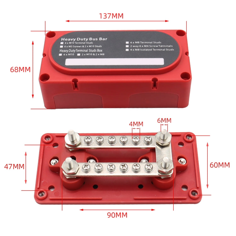 CP-3160 1 Pair 300A 12-48V RV Yacht Modified Double Row 12-way M6 Terminal Busbar with 24pcs Terminals - Booster Cable & Clip by PMC TechLife | Online Shopping South Africa | PMC TechLife | Buy Now Pay Later Mobicred