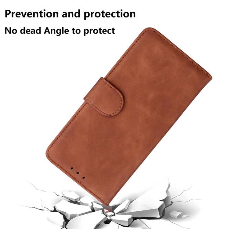 For Xiaomi Redmi Note 13 5G Skin Feel Pure Color Flip Leather Phone Case(Brown) - Note 13 Cases by PMC TechLife | Online Shopping South Africa | PMC TechLife | Buy Now Pay Later Mobicred