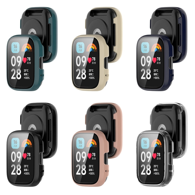 For Redmi Watch 3 Lite PC + Tempered Film Integrated Watch Protective Case(Pine Green) - Watch Cases by PMC TechLife | Online Shopping South Africa | PMC TechLife | Buy Now Pay Later Mobicred