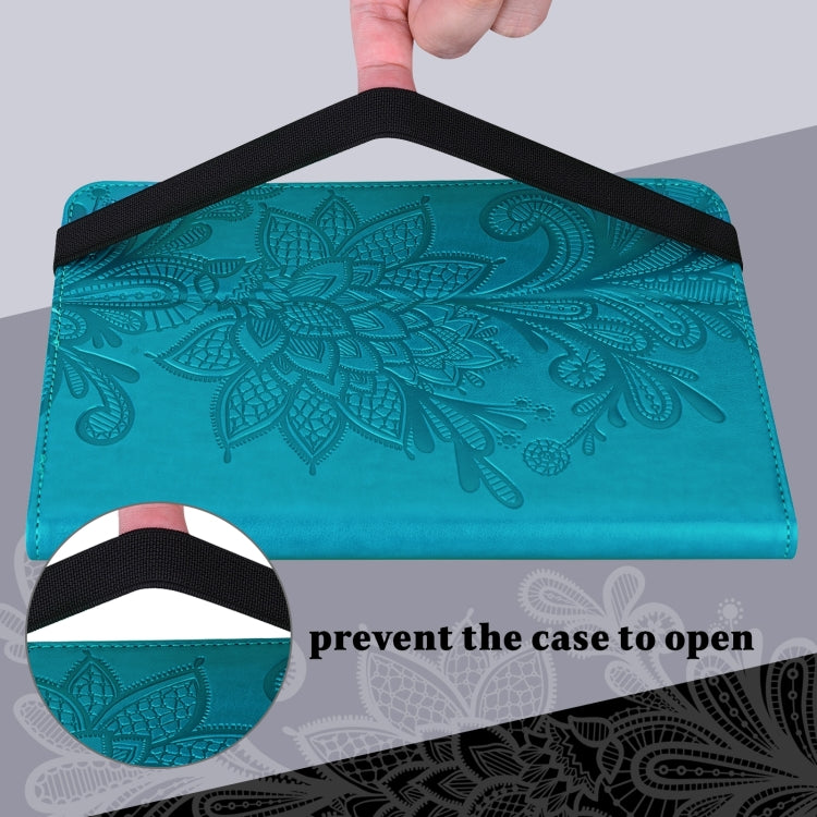 For Amazon Fire Max 11 Lace Flower Embossing Pattern Leather Tablet Case(Blue) - Amazon by PMC TechLife | Online Shopping South Africa | PMC TechLife | Buy Now Pay Later Mobicred