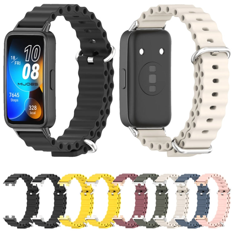 For Huawei Band 8 / 9 / 10 Mijobs Marine Silicone Breathable Watch Band(Black+Silver) - free shipping - PMc TechLife - Order now!