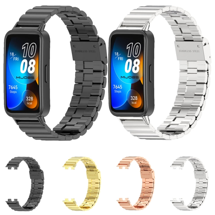 For Huawei Band 8 / 9 / 10 Mijobs Bamboo Buckle Stainless Steel Watch Band(Silver) - Watch Bands by MIJOBS | Online Shopping South Africa | PMC TechLife | Buy Now Pay Later Mobicred