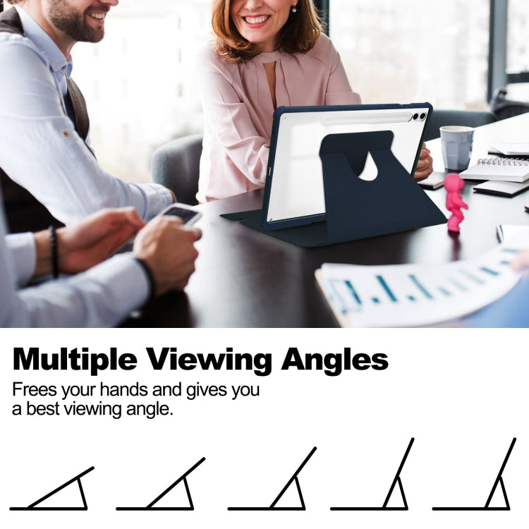 For Samsung Galaxy Tab S9 FE+ 360 Rotation Transparent Smart Leather Case with Keyboard(Dark Blue) - Galaxy Tab S9 FE+ by PMC TechLife | Online Shopping South Africa | PMC TechLife