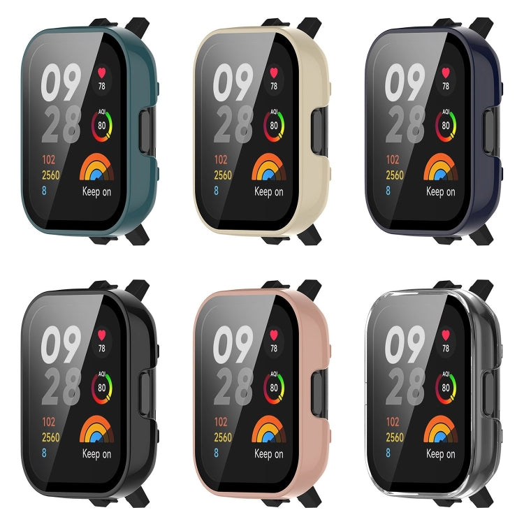 For Redmi Watch 3 Lite / Redmi Watch 3 Active PC + Tempered Film Integrated Watch Protective Case(Pink) - Watch Cases by PMC TechLife | Online Shopping South Africa | PMC TechLife