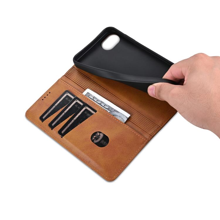 For iPhone 16e AZNS Magnetic Calf Texture Flip Leather Phone Case(Light Brown) - iPhone 16e Cases by AZNS | Online Shopping South Africa | PMC TechLife | Buy Now Pay Later Mobicred