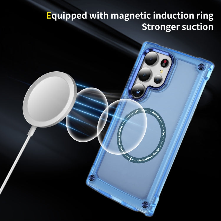 For Samsung Galaxy S25 Ultra 5G Skin Feel TPU + PC MagSafe Magnetic Phone Case(Transparent Blue) - Galaxy S25 Ultra 5G Cases by PMC Jewellery | Online Shopping South Africa | PMC Jewellery | Buy Now Pay Later Mobicred