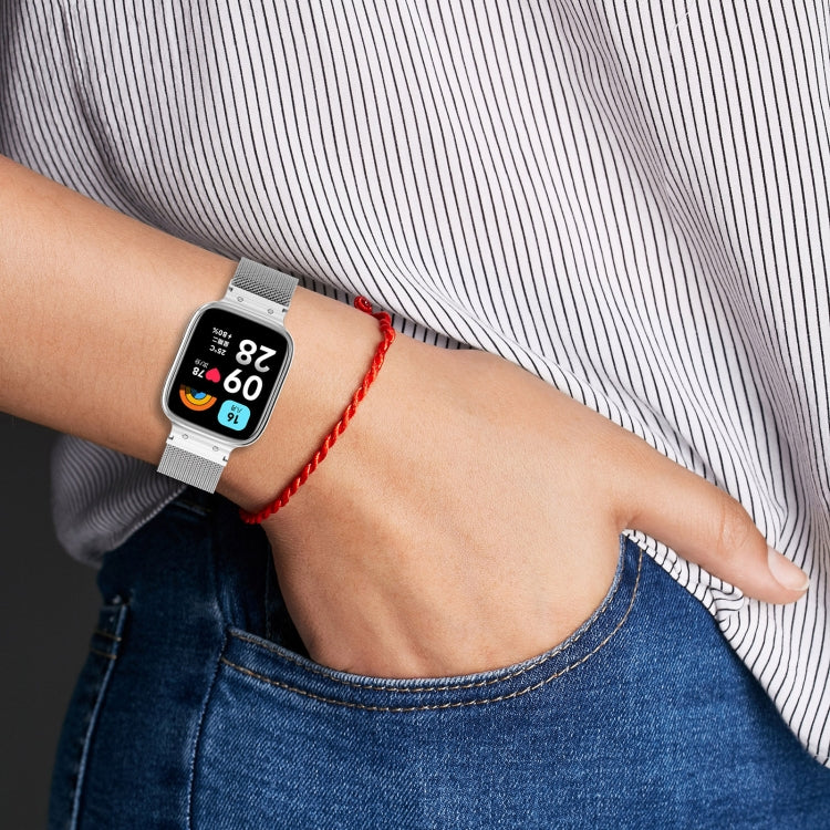 For Redmi Watch 3 Lite / Watch 3 Active 2 in 1 Milan Metal Watch Band with Watch Frame(Silver) - Watch Bands by PMC TechLife | Online Shopping South Africa | PMC TechLife