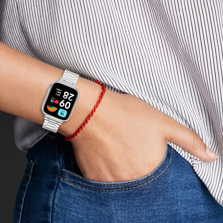 For Redmi Watch 3 Lite / Watch 3 Active 2 in 1 Three-bead Metal Watch Band with Watch Frame(Rose Gold) - free shipping - PMC TechLife - Order now!