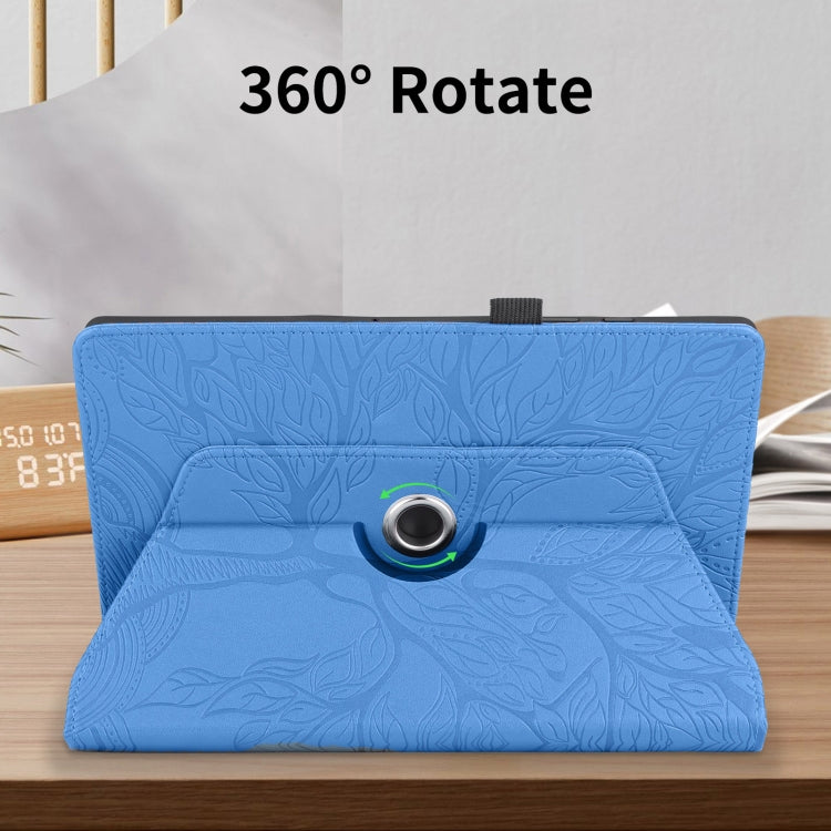 For Amazon Kindle Fire HD10 2021 Tree Life Embossed Rotation Leather Tablet Case(Blue) - Amazon by PMC TechLife | Online Shopping South Africa | PMC TechLife | Buy Now Pay Later Mobicred