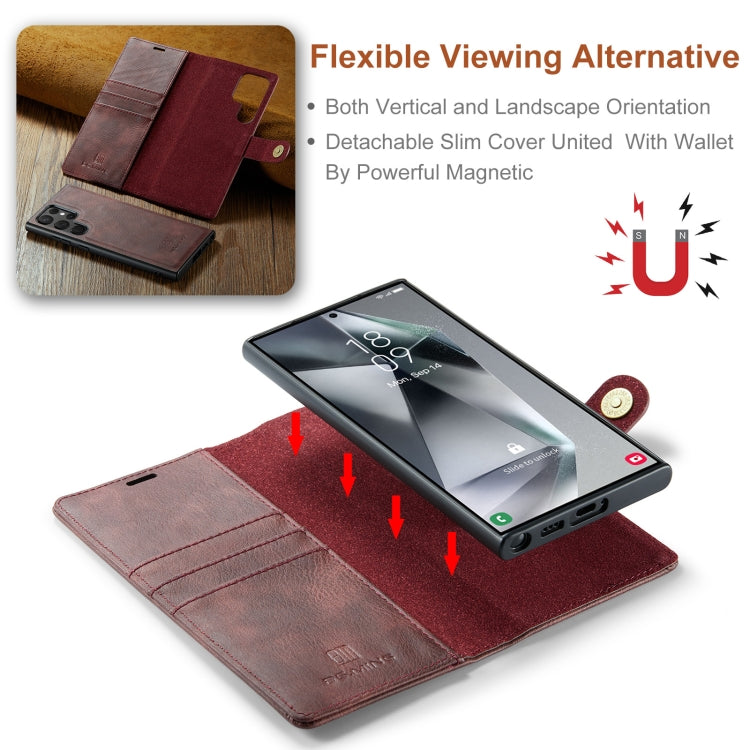 For Samsung Galaxy S24 Ultra 5G DG.MING Crazy Horse Texture Detachable Magnetic Leather Case(Red) - free shipping - PMC Jewellery - Order now!