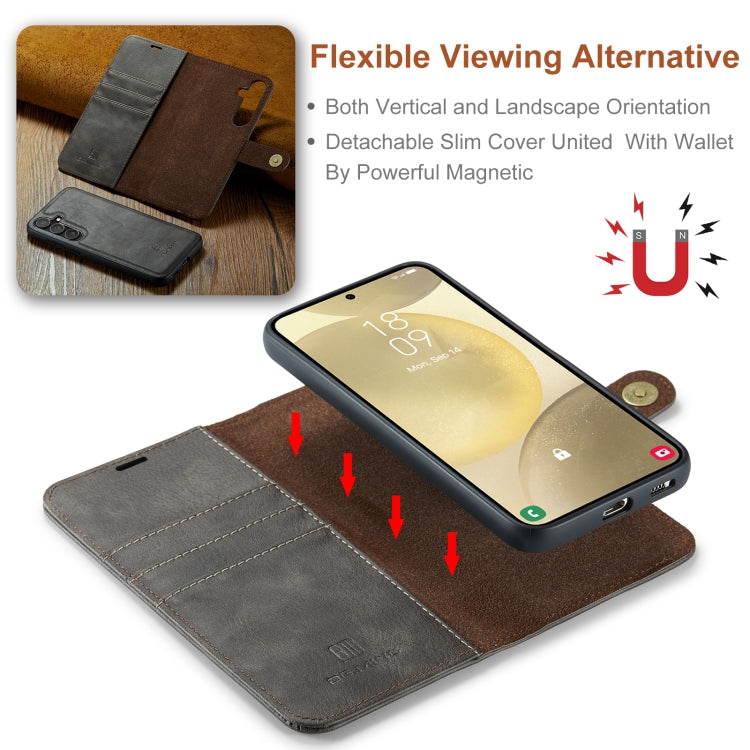 For Samsung Galaxy S24 5G DG.MING Crazy Horse Texture Detachable Magnetic Leather Case(Grey) - free shipping - PMC Jewellery - Order now!