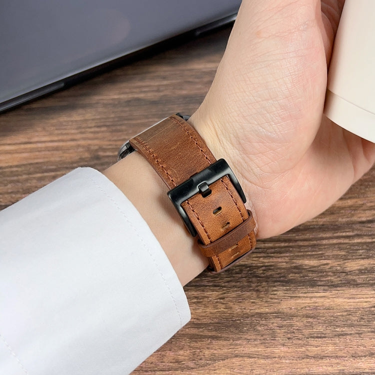 For Apple Watch Ultra 49mm Retro Texture Leather Watch Band(Brown) - Watch Bands by PMC TechLife | Online Shopping South Africa | PMC TechLife | Buy Now Pay Later Mobicred