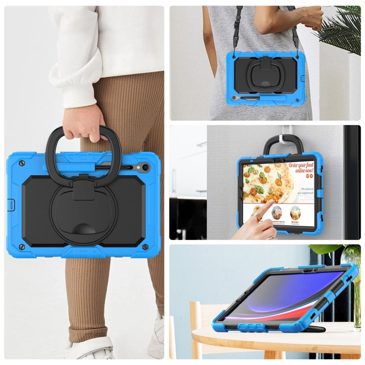 For Samsung Galaxy Tab S9 D Type Silicone Hybrid PC Tablet Case with Handle Holder(Light Blue) - free shipping - PMC Jewellery - Order now!
