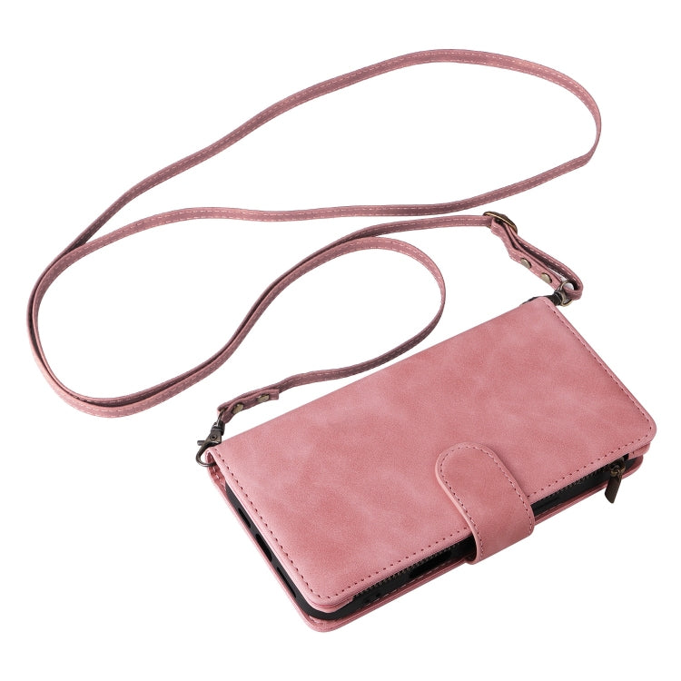 For iPhone 16 Plus Crossbody Multi-card Slot Wallet Zipper Leather Phone Case(Pink) - iPhone 16 Plus Cases by PMC TechLife | Online Shopping South Africa | PMC TechLife | Buy Now Pay Later Mobicred