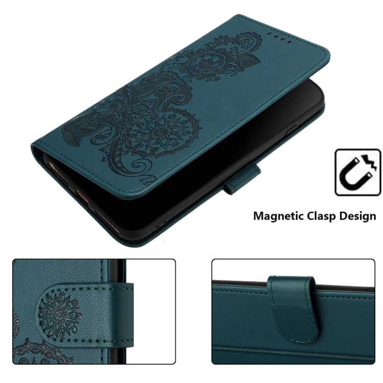For Motorola Moto G Power 5G 2024 Datura Flower Embossed Flip Leather Phone Case(Dark Green) - Motorola Cases by PMC Jewellery | Online Shopping South Africa | PMC Jewellery | Buy Now Pay Later Mobicred