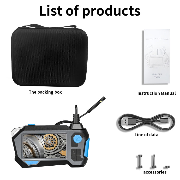 P120 Rotatable 8mm Dual Lenses Industrial Endoscope with Screen, 9mm Tail Pipe Diameter, Spec:5m Tube - by PMC TechLife | Online Shopping South Africa | PMC TechLife | Buy Now Pay Later Mobicred