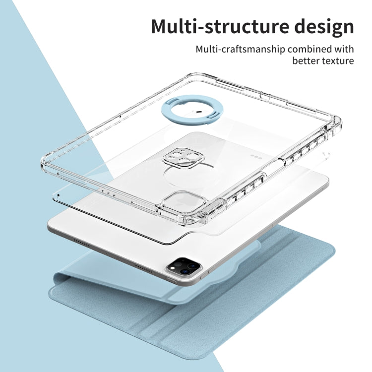For iPad Air 13 2024 / Pro 12.9 2022 360 Rotation Detachable Clear Acrylic Leather Tablet Case(Ice Blue) - iPad Pro 12.9 (2022/2021) Cases by PMC TechLife | Online Shopping South Africa | PMC TechLife | Buy Now Pay Later Mobicred