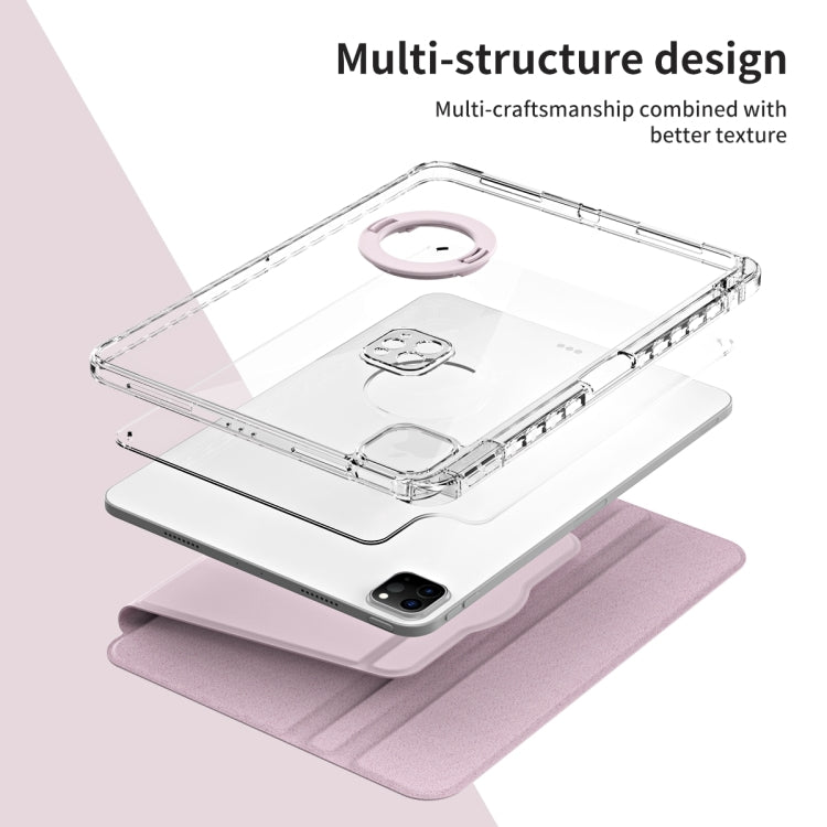 For iPad Pro 11 2024 360 Rotation Detachable Clear Acrylic Leather Tablet Case(Pink) - iPad Pro 11 2024 Cases by PMC TechLife | Online Shopping South Africa | PMC TechLife | Buy Now Pay Later Mobicred