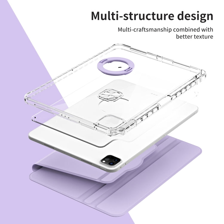 For iPad Pro 11 2024 360 Rotation Detachable Clear Acrylic Leather Tablet Case(Light Purple) - iPad Pro 11 2024 Cases by PMC TechLife | Online Shopping South Africa | PMC TechLife | Buy Now Pay Later Mobicred