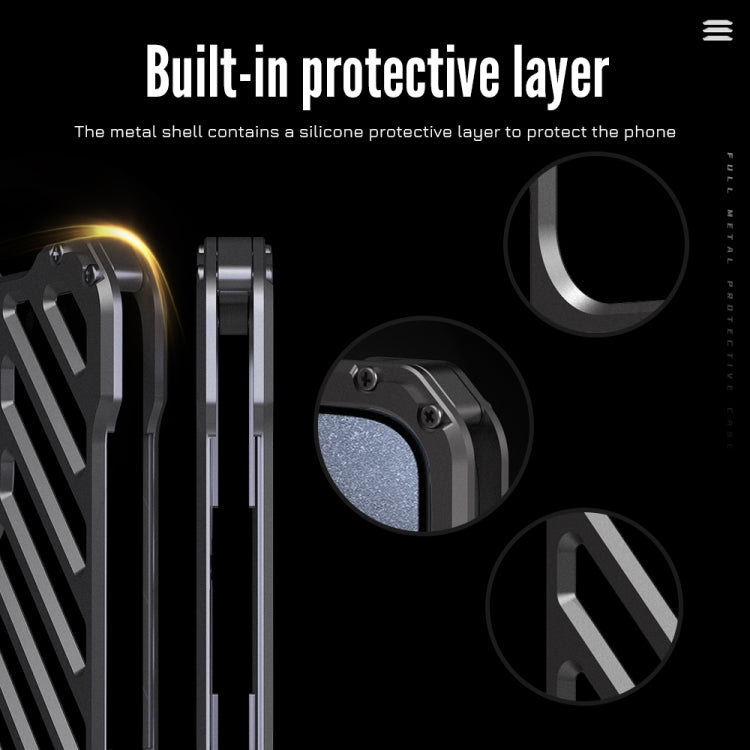 For iPhone 16 Pro Max R-JUST RJ-50 Hollow Breathable Armor Metal Phone Case(Space Grey) - free shipping - PMC Jewellery - Order now!