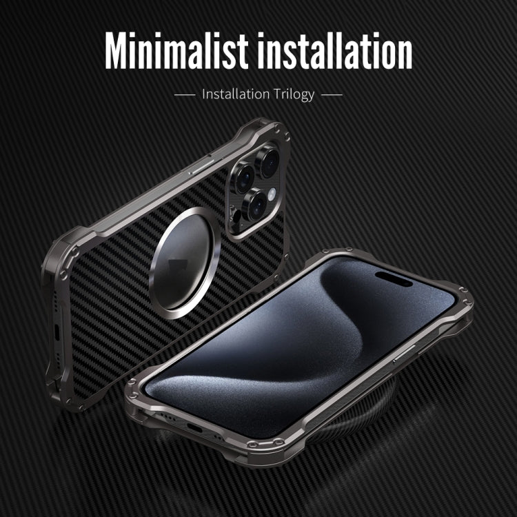 For iPhone 16 Pro Max R-JUST RJ51 Hollow MagSafe Magnetic Metal Phone Case(Space Grey) - free shipping - PMC Jewellery - Order now!