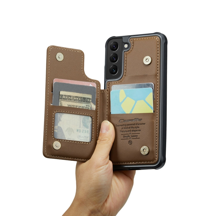 For Samsung Galaxy S21 5G CaseMe C22 Card Slots Holder RFID Anti-theft Phone Case(Brown) - free shipping - PMC Jewellery - Order now!