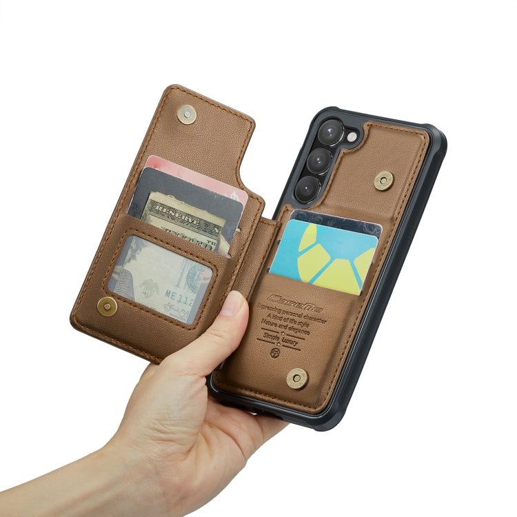 For Samsung Galaxy S23 5G CaseMe C22 Card Slots Holder RFID Anti-theft Phone Case(Brown) - free shipping - PMC Jewellery - Order now!