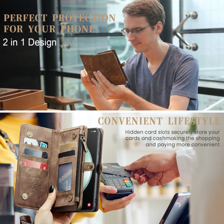 For Samsung Galaxy S23 FE CaseMe 008 Multifunctional Zipper Wallet Leather Phone Case with Lanyard(Brown) - free shipping - PMC Jewellery - Order now!