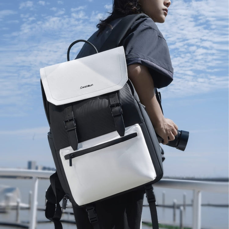 Cwatcun D79 Camera Backpack Multi-Functional Camera Dual Shoulders Bag, Size:40.5 x 28 x 17.5cm Small(Black White) - free shipping - PMC TechLife - Order now!