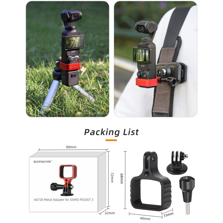For DJI OSMO Pocket 3 Metal Expansion Bracket Adapter Frame Holder with Screw(Black) - Mount & Holder by Sunnylife | Online Shopping South Africa | PMC TechLife | Buy Now Pay Later Mobicred